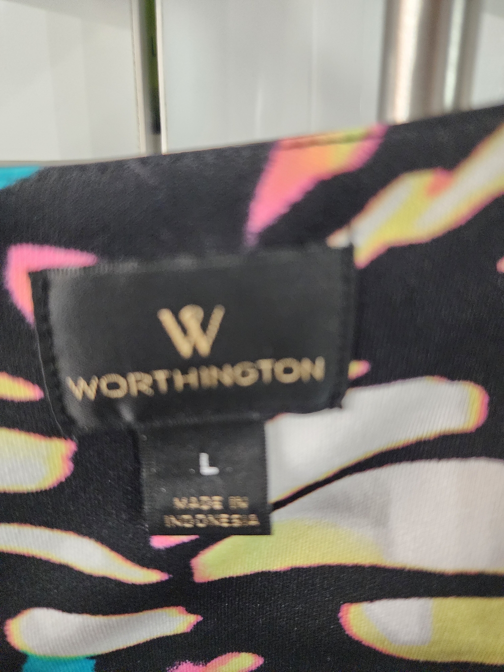 Worthington Teal, Black & Cream Printed Midi Sheath Dress - Picture 3 of 3
